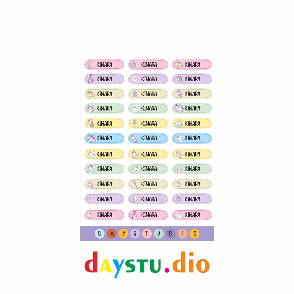 

130 - 250 PCS LABEL PENSIL NAMA CUTTING TEMA UNICORN ASTRONAUT HEWAN PRINCESS