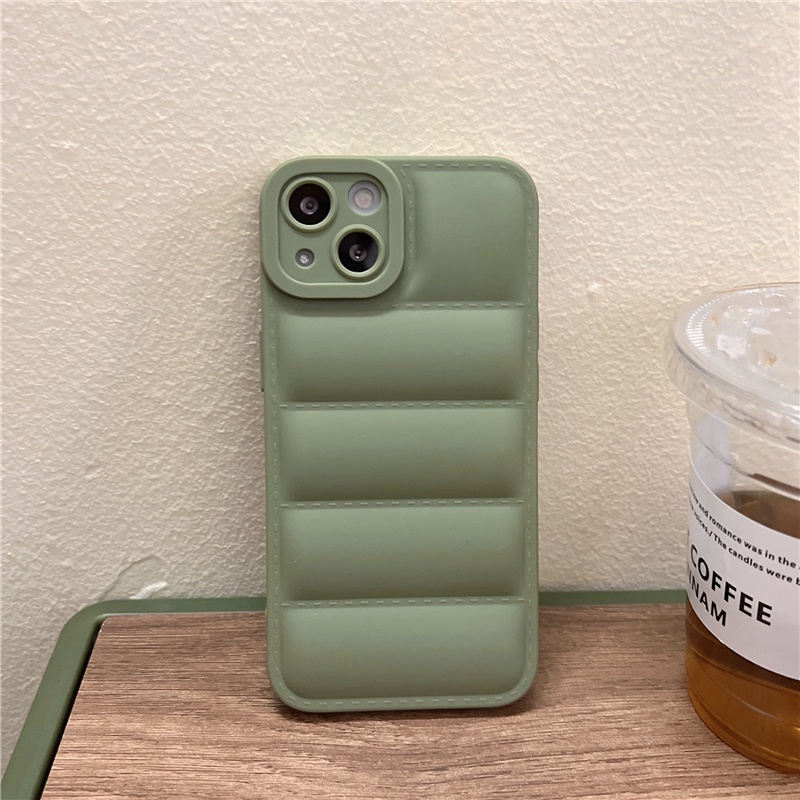 IPHONE The Puffer Luxury Down Jacket Phone Case Untuk Iphone13 12 11 Pro X XR XS Max Lembut Warna Solid Silikon Cover Case