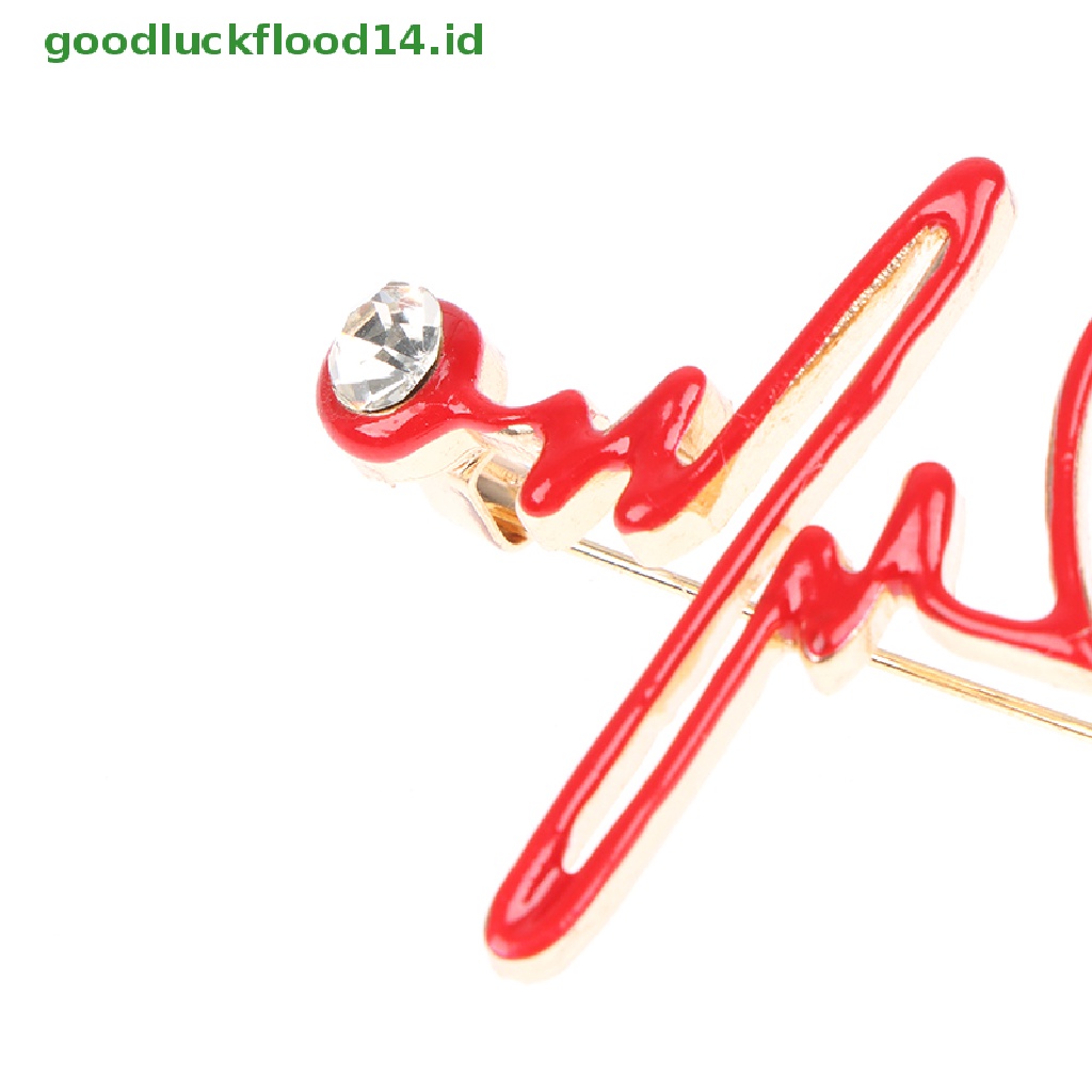 [GOOGFOUR] Bros Dokter Perawat Pin Jantung Electrocardiogram Kerah Lapel Pin [TOP]