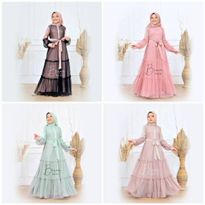 baju gamis anak perempuan umur 10-13 tahun terbaru2021 binar syar i ki