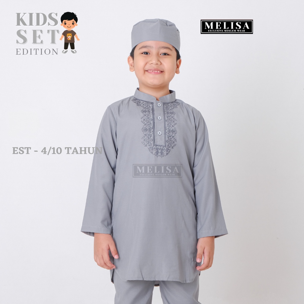 Baju Koko Setelan Pakistan Anak Bahan Poli Katun Sepasang Baju Celana Dan Peci Size S-M -L Buat Anak 4 -10thn