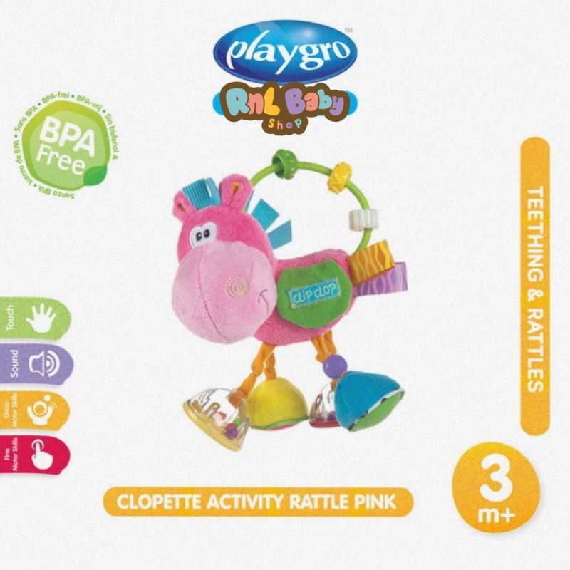Playgro Clopette Activity Rattle Pink - Mainan Bayi &amp; Anak