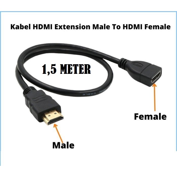 HDMI KABEL Extension 1,5M MALE TO FEMALE