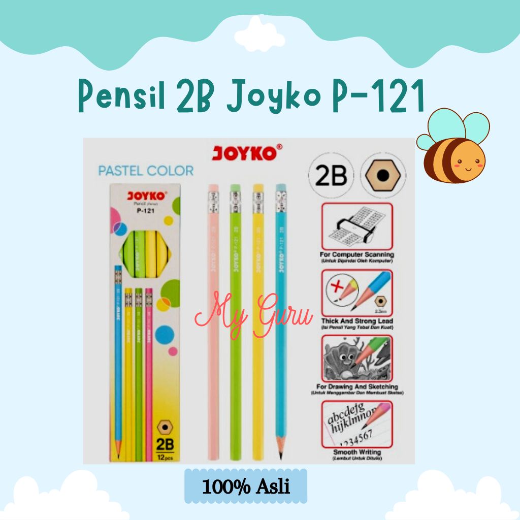 

[PAK] PENSIL 2B JOYKO P-121 PENSIL TULIS KAYU WARNA PASTEL (12 PCS)