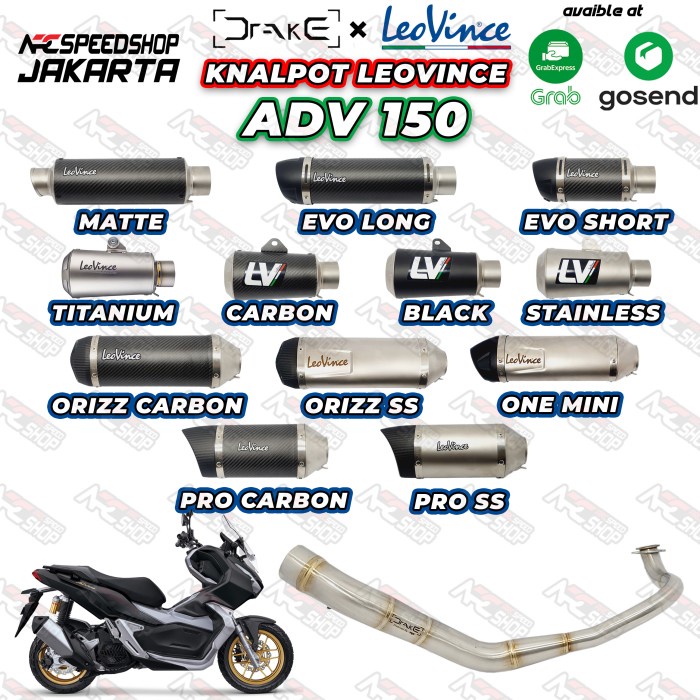 Header R9 Drake Honda Adv 150 + Silencer Leovince Series #Original
