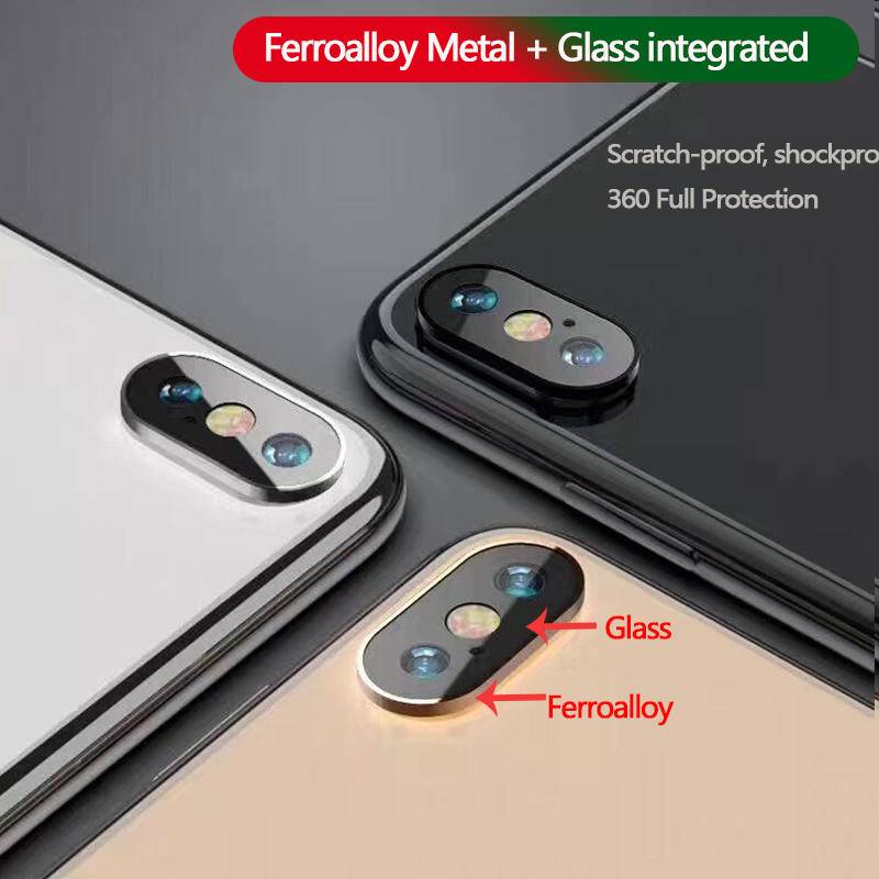 Penutup Pelindung Lensa Kamera Terintegrasi Bahan Metal Dan Kaca Untuk iPhone X XS MAX XR 360ring Perlindungan Penuh Untuk iPhone XS MAX Camera Film