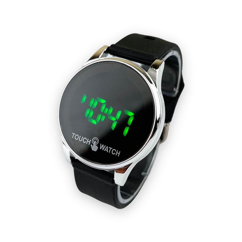 COD✅ Jam Tangan Digital Wanita Pria Watch LED Rubber Elektronik Touch Screen Harga Murah    S1201-S1267-Case Silver