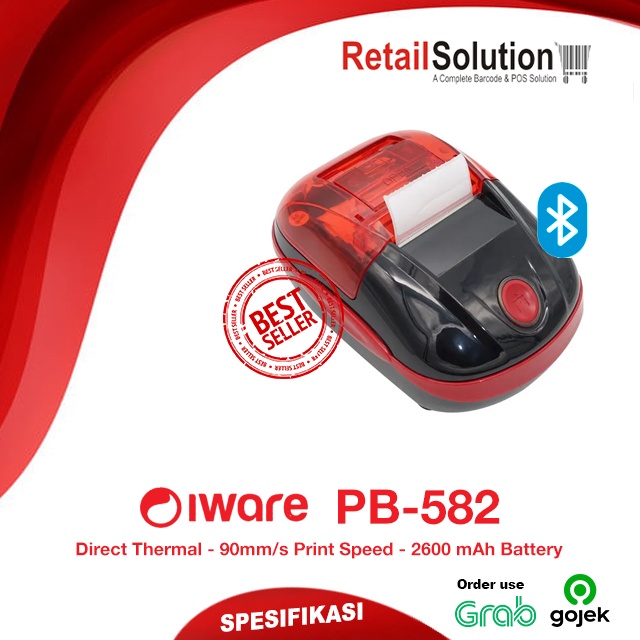 Printer Thermal Bluetooth Label 58mm - Iware PB582 PB-582 PB582BT
