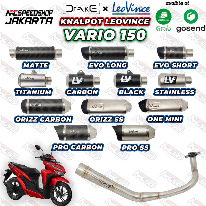 Header R9 Drake Honda Vario 150 + Silencer Leovince Series #Original