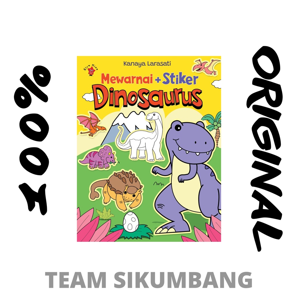 Buku Mewarnai + Stiker: Dinosaurus