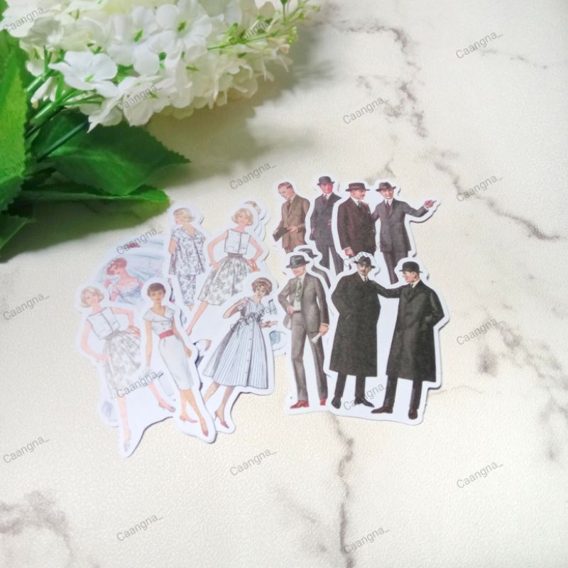 

10 pcs stiker retro / sticker retro woman and man / sticker journal retro