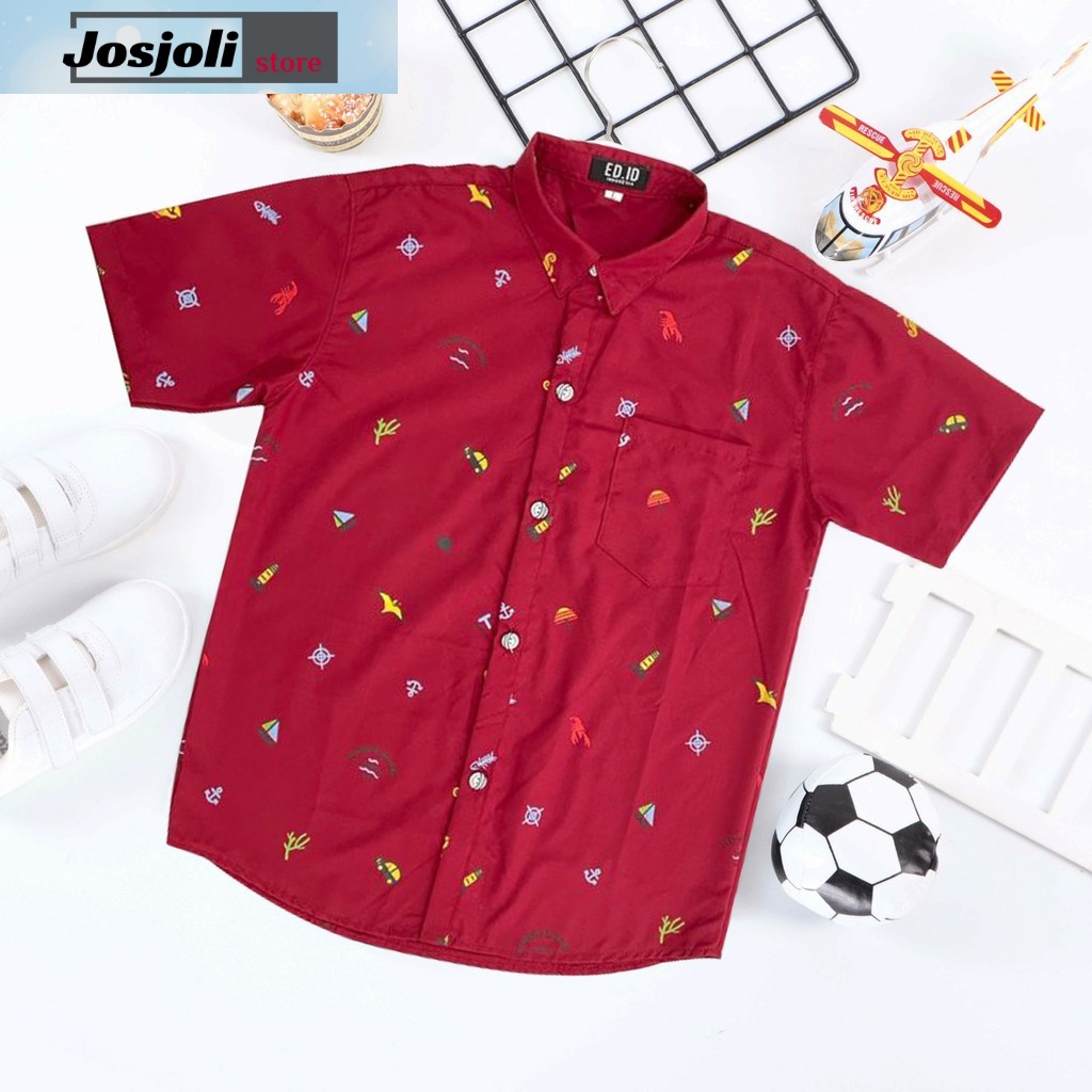 JOSJOLI_STORE/Kemeja Kids Owen/Kemeja Anak Laki-Laki Lengan Pendek/Fashion Anak/Size S, M, L, XL