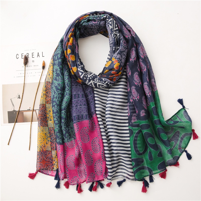 ITSFRIDAY JENIA Scarf - Premium Pashmina Shawl Selendang Syal Pasmina Hijab Import Motif Etnik Classic Fushia