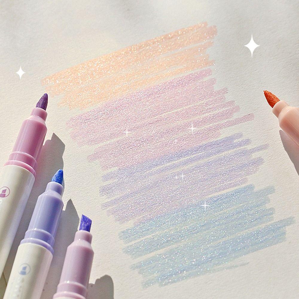 Agustina Bling Stabilo Pen Set Tahan Lama Vintage Kantor Sekolah Perlengkapan Siswa Alat Tulis DIY Diary Album 4 mm Kuas Lukisan Pena Gambar