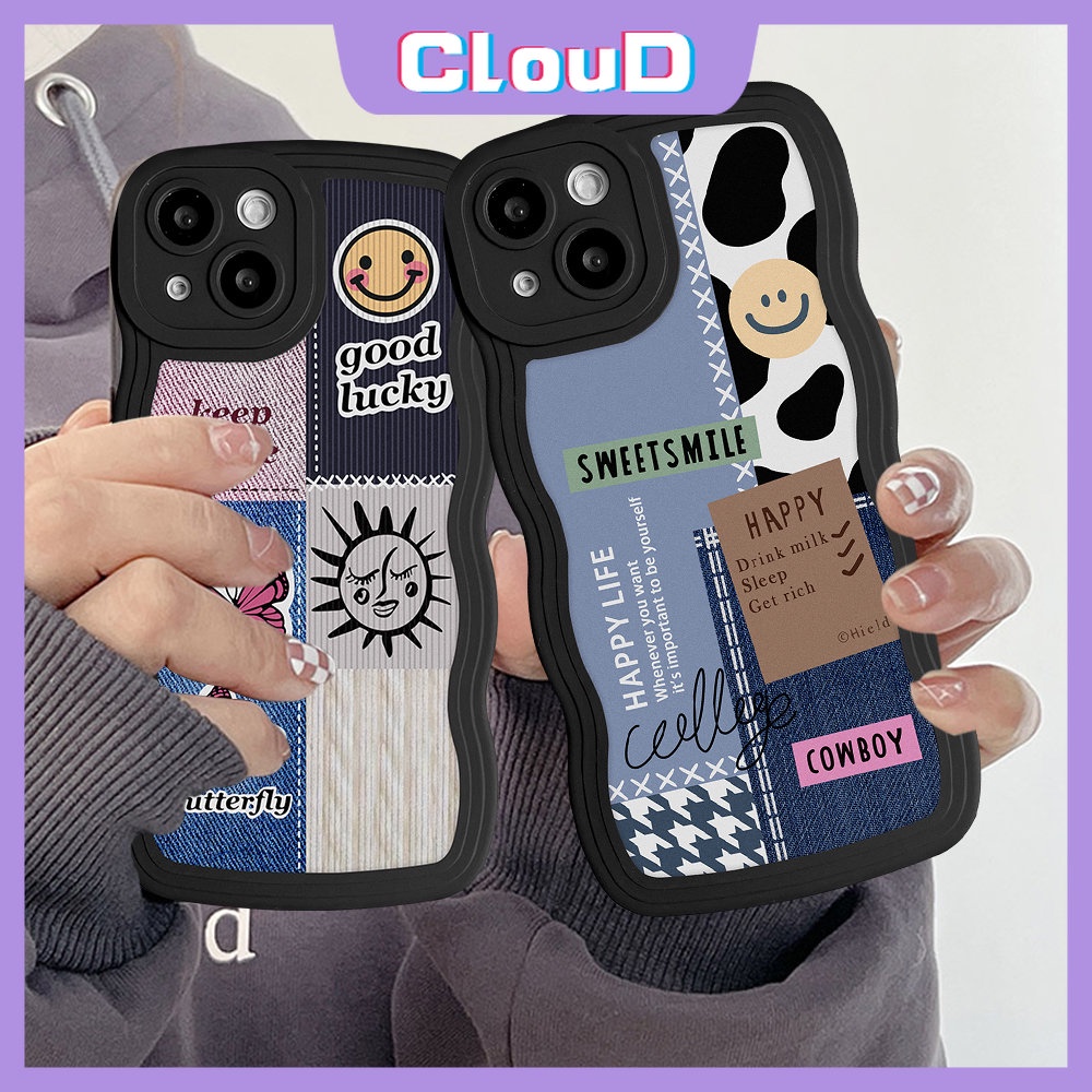 Vivo Y22 Y22s Y02 Y21 Y20 Y16 Y30 V25E Y15A Y12i Y50 Y15 Y02s V20 Y11 Y12s V25 Y33s Y21s Y12 Y91C Y35 Y17 V21 Y15s Y91 Y93 Y75 Motif Smiley Butterfly Splice Wavy Edge Soft Case