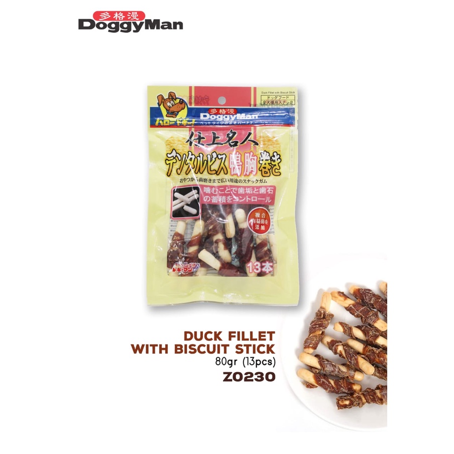 Snack Anjing DoggyMan Duck Fillet With Biscuit Stick 80gr 402304