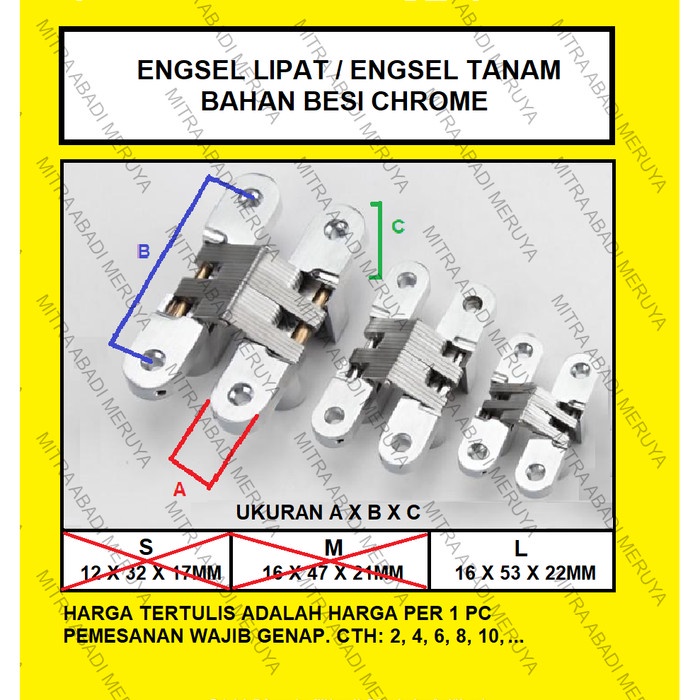 Engsel Engsel Tanam Engsel Concealed Cross Hinge Ukuran L