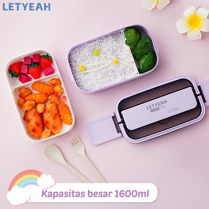 letyeah Lunch box 2 susun anti tumpah /1600ml tempat makan 2 tingkat/kotak makan bpa free