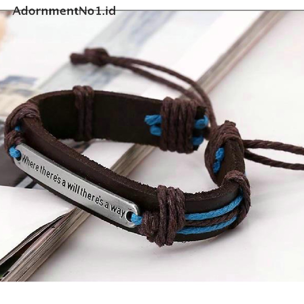 [AdornmentNo1] Diy Handmade Pria Cuff Surfer Tribal Rami braided Wrap Wrist Leather Gelang Baru [ID]