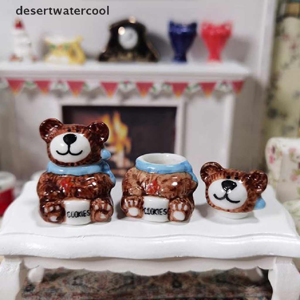 Deid1: 12rumah Boneka Miniatur Keramik Candy Jar Botol Permen Model Boneka Dekorasi Mainan Martijn