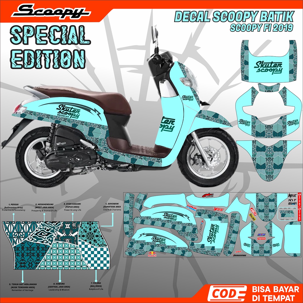 STICKER DECAL BODY SAMPING FULL SCOOPY FI 2019 SPECIAL EDITION / STICKER BODY SCOOPY FI 2019 MOTIF B