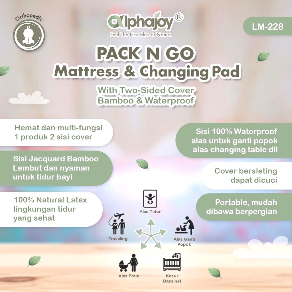 ALPHAJOY PACK N GO MATTRESS &amp; CHANGING PAD LATEX WATERPROOF