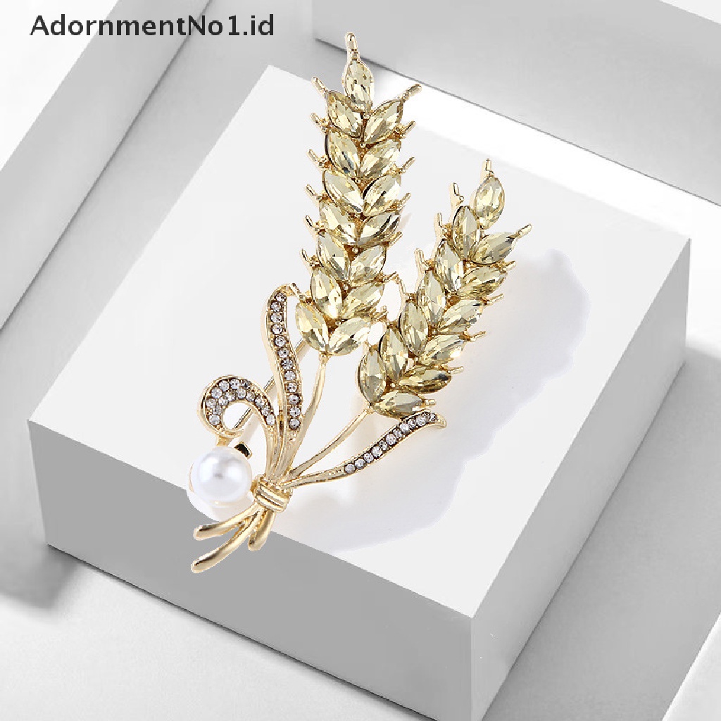 [AdornmentNo1] Golden Ear Of Wheat Bros Wanita Halus Berlian Imitasi Gandum Telinga Bros Kerah Pin Jas Bros Perhiasan [ID]