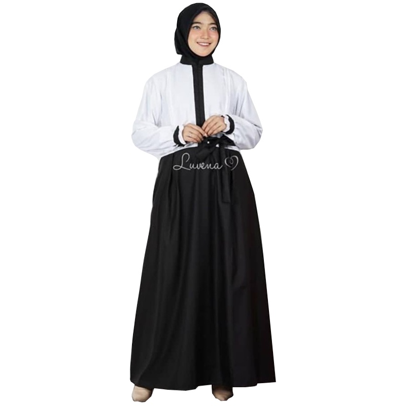 Gamis Seragam PNS Perempuan / Baju ASN Dinas Baju Kerja Hitam Putih COD Free Ongkir Murah