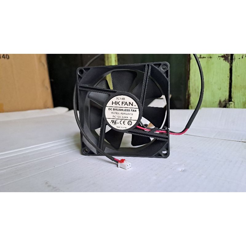 FAN 8CM HK FAN AB8025V12 DC.12V 0.50A BRUSHLESS 2PIN ORI