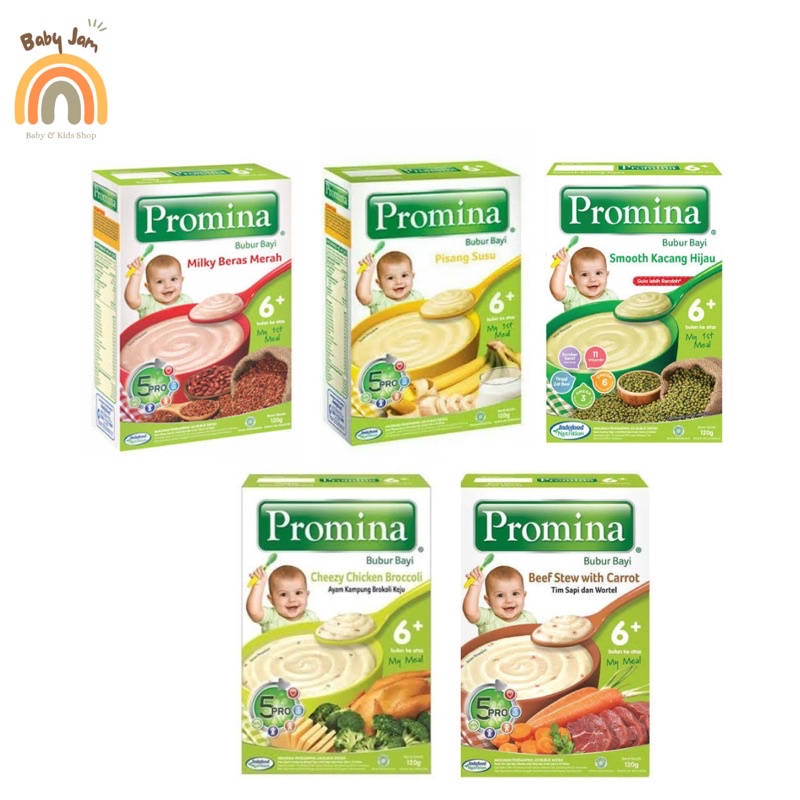 PROMINA BUBUR BAYI 6 BULAN 120gr / MPASI 6 Bulan / PROMINA BERAS MERAH KACANG HIJAU PISANG / PROMINA TIM SAPI WORTEL / PROMINA AYAM KAMPUNG BROKOLI KEJU / BUBUR BAYI 6+