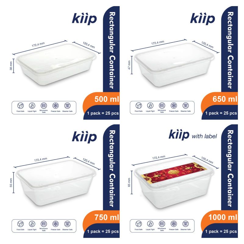 Kiip Thinwall Kotak Makan plastik Rectangle (5pcs)