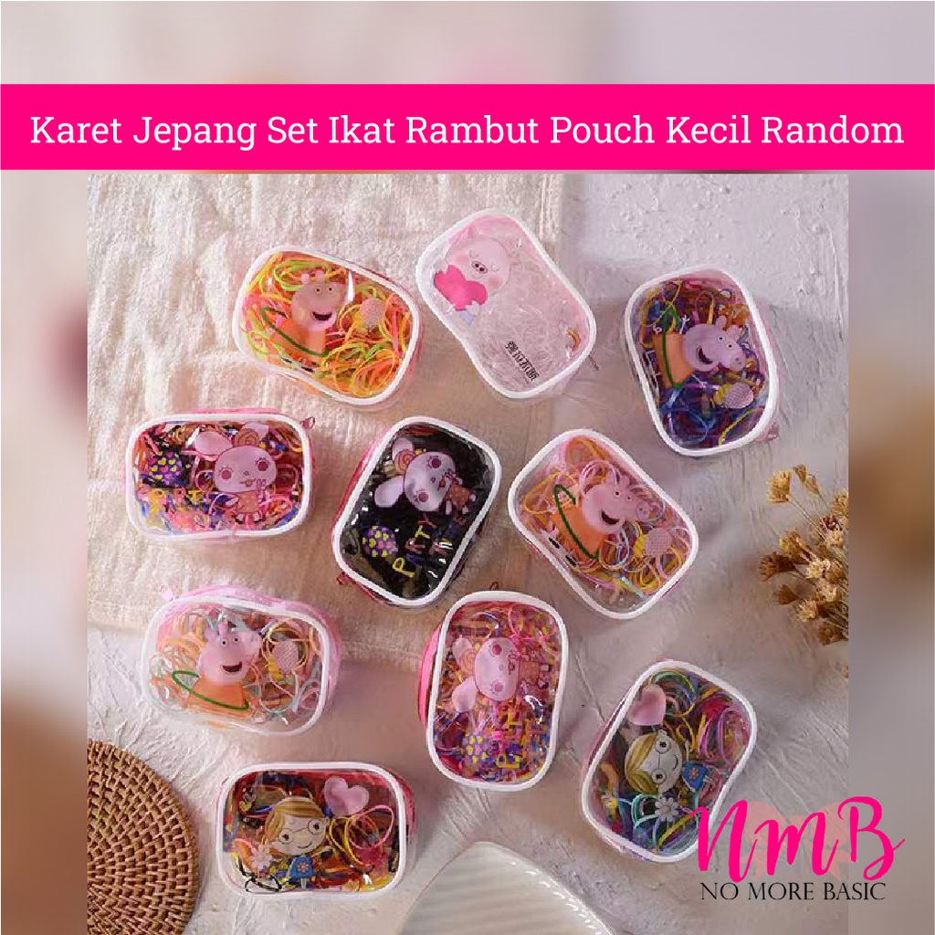 Karet Jepang Set Ikat Rambut Pouch Kecil Random