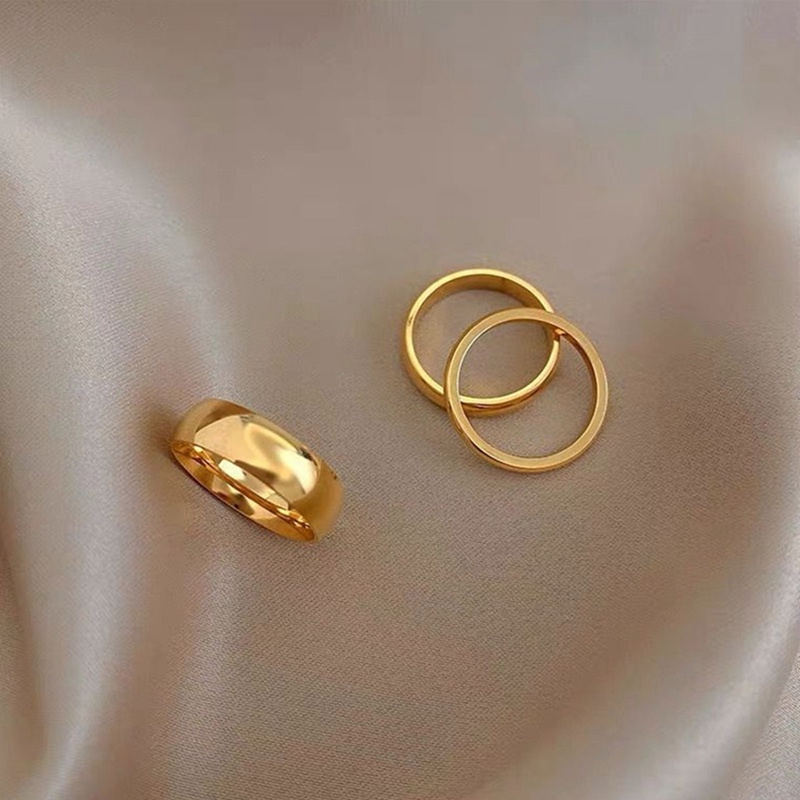 3pcs/set Tarnish Gratis Cincin Jari Berlapis Emas Minimalis Anti Karat Basic Lingkaran Rings Untuk Wanita Gadis Trendi Perhiasan Hadiah