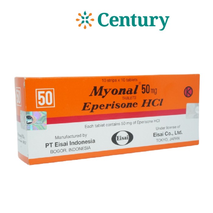 MYONAL 50 MG 1 STRIP @ 10 TABLET SALUT SELAPUT