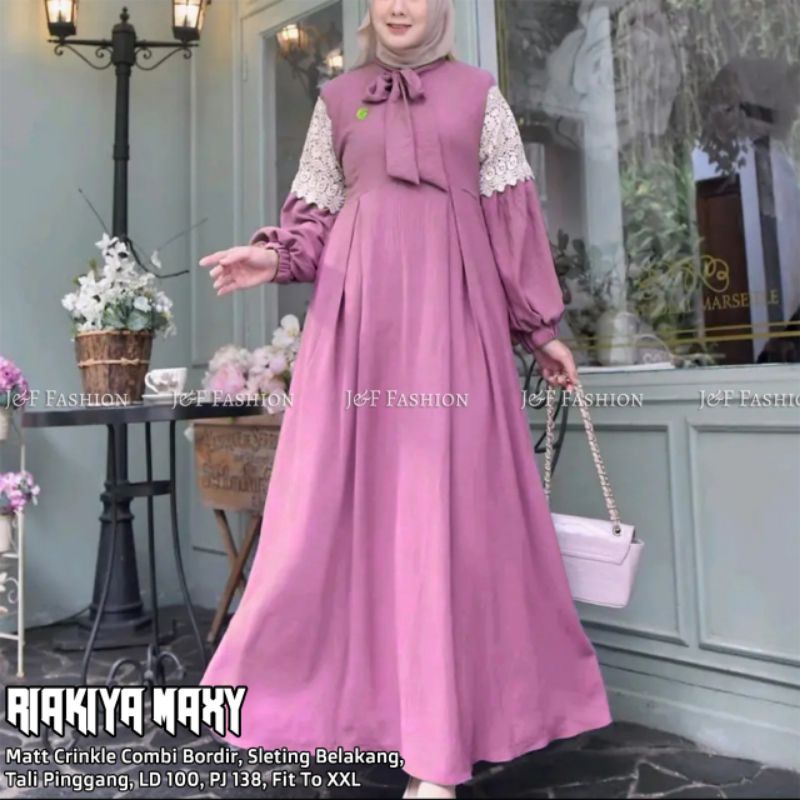 GAMIS CRINCKLE(AYORA/RISKIYA MAXY) COMBI BORDIR RETSLETING DEPAN RETSLETING  BELAKANG(HRGM)COD