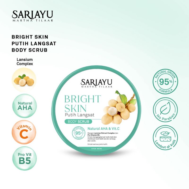 SARIAYU Bright Skin Putih Langsat Body Scrub 175gr | Sariayu lulur body scrub putih langsat