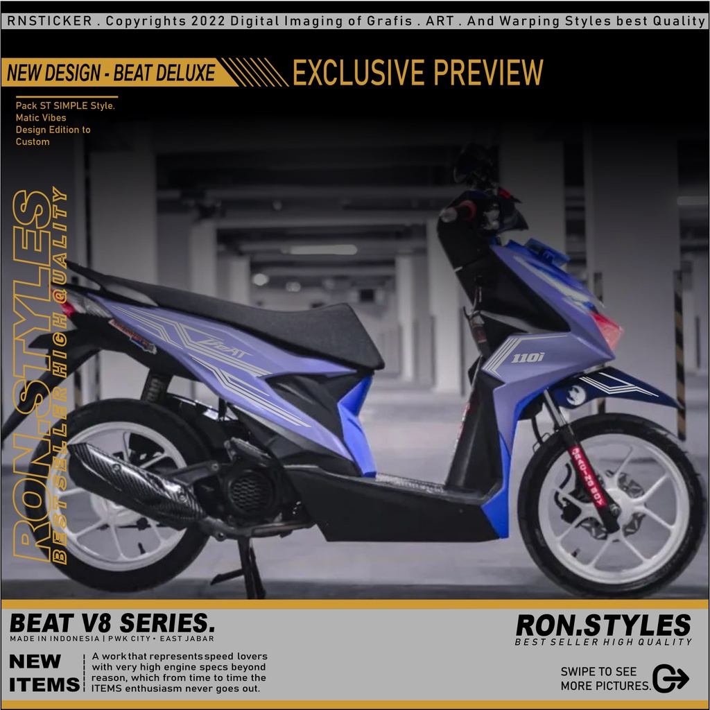 V8 Cutting Striping Variasi Beat New Deluxe 2020-2022 New Design Simple Style Copy Transparan