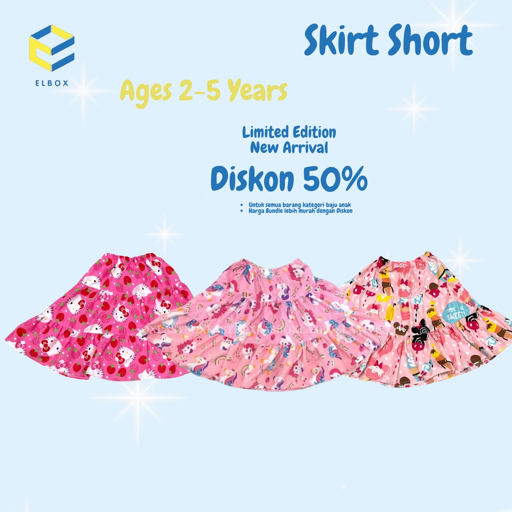 BISA COD ELBOX ROK ANAK KARAKTER / ROK REMPEL ANAK / ROK TUTU 1-5 TAHUN