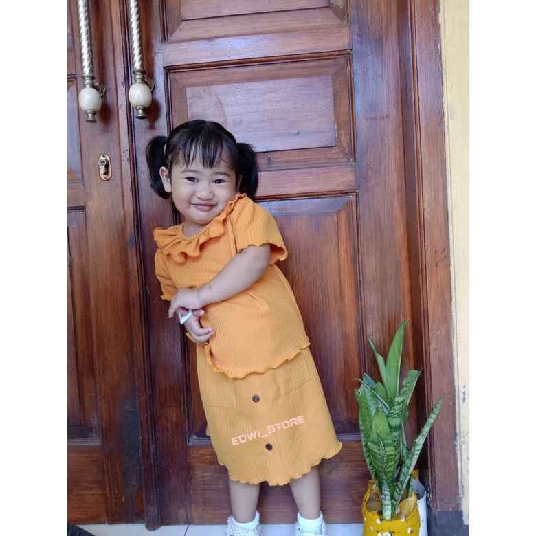 Setelan One Set Model Rok Labubu Bahan Knit Premium Baby Usia 1-4 Tahun