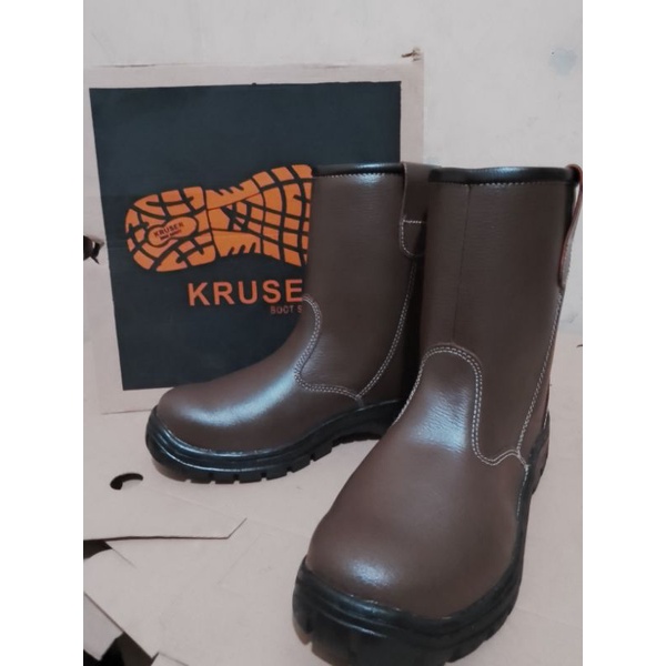 sepatu safety kruser Texas brown kulit asli/sepatu proyek ujung besi termurah