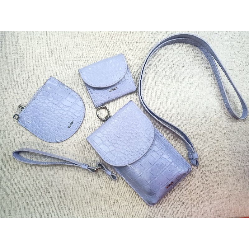PRELOVED MANGO BAG ORI 3IN1 POUCH WALLET MINI LILAC SOFT LONGSTRAP