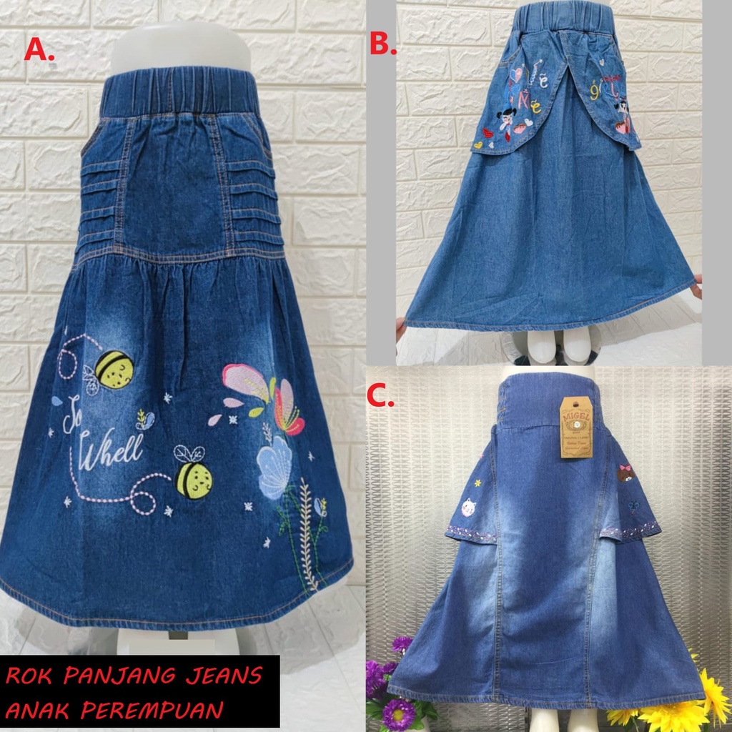rok panjang jeans anak perempuan berkualitas / jeans anak perempuan