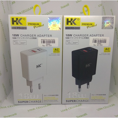 Adapter Charger HK PD-202 Fast Charging USB & Type C QC3.0 18W