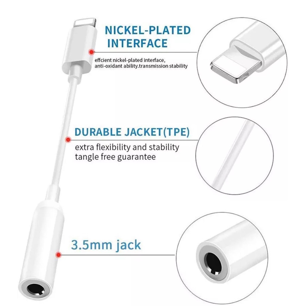 Kabel Converter Lightning Audio Jack 3.5mm for iP - Adapter Adaptor Headset