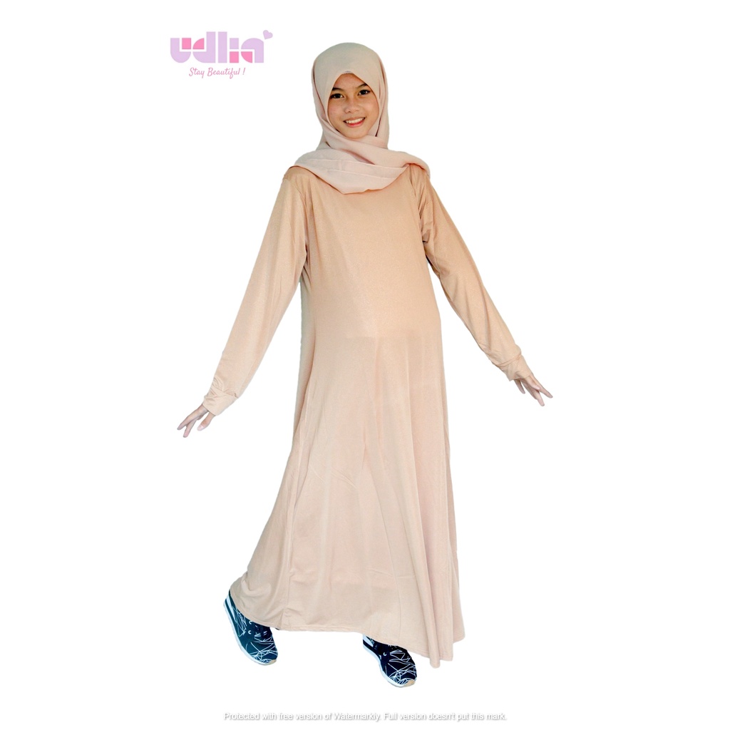 Udlia Gamis Polos Umbrella Jumbo Jersey Emboss