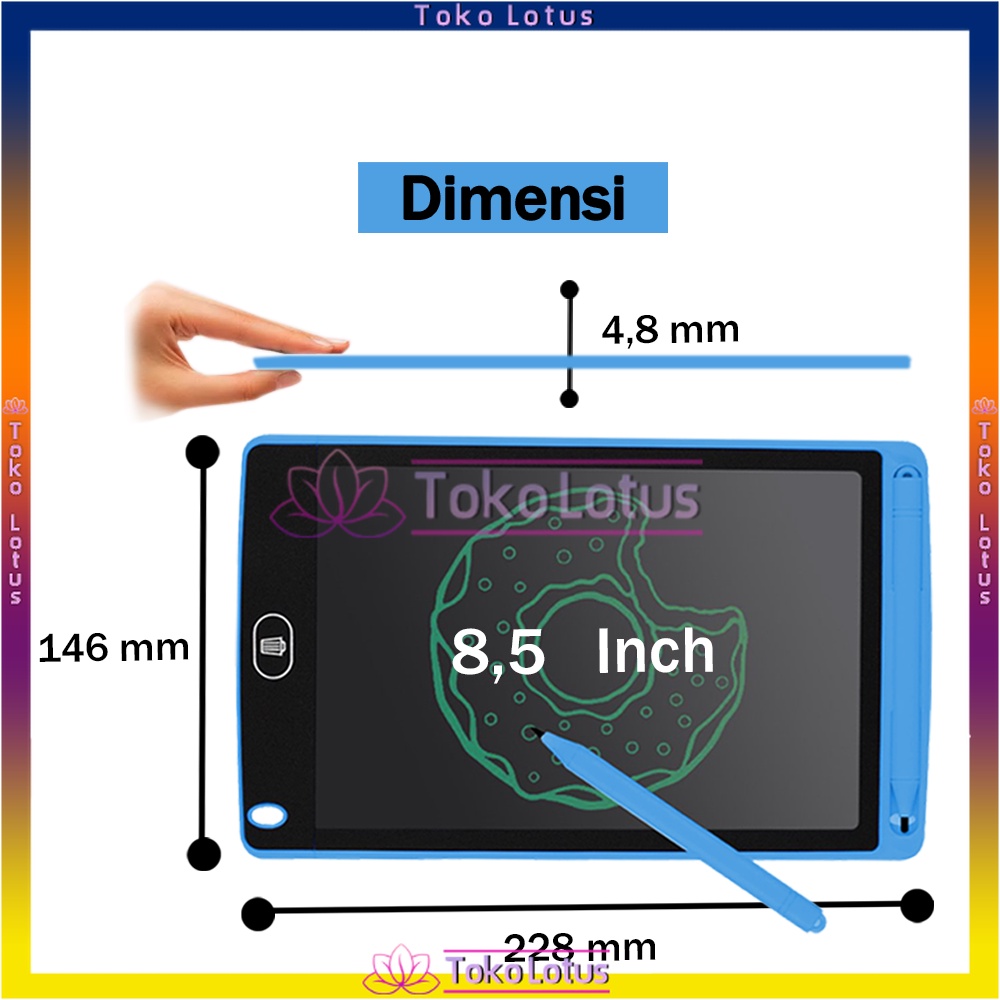 LCD Writing Tablet Portable Ukuran 8.5 Inch / 4.4 Inch Free Stylus Untuk Menggambar / Catatan Anak-Anak Maupun Dewasa