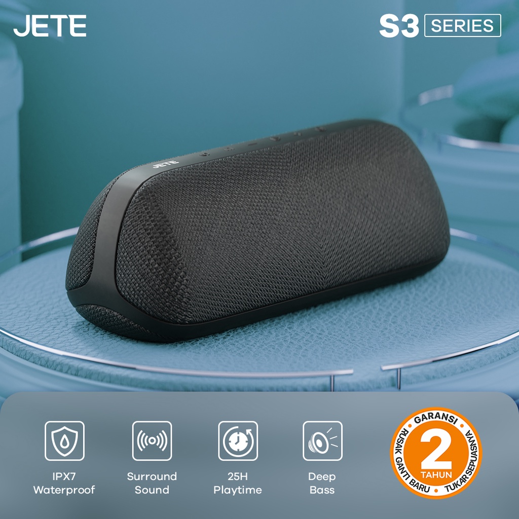 Speaker Bluetooth Portable | Speaker Bluetooth Water Resistant IPX7 Waterproof JETE S3 - Garansi 2 Tahun