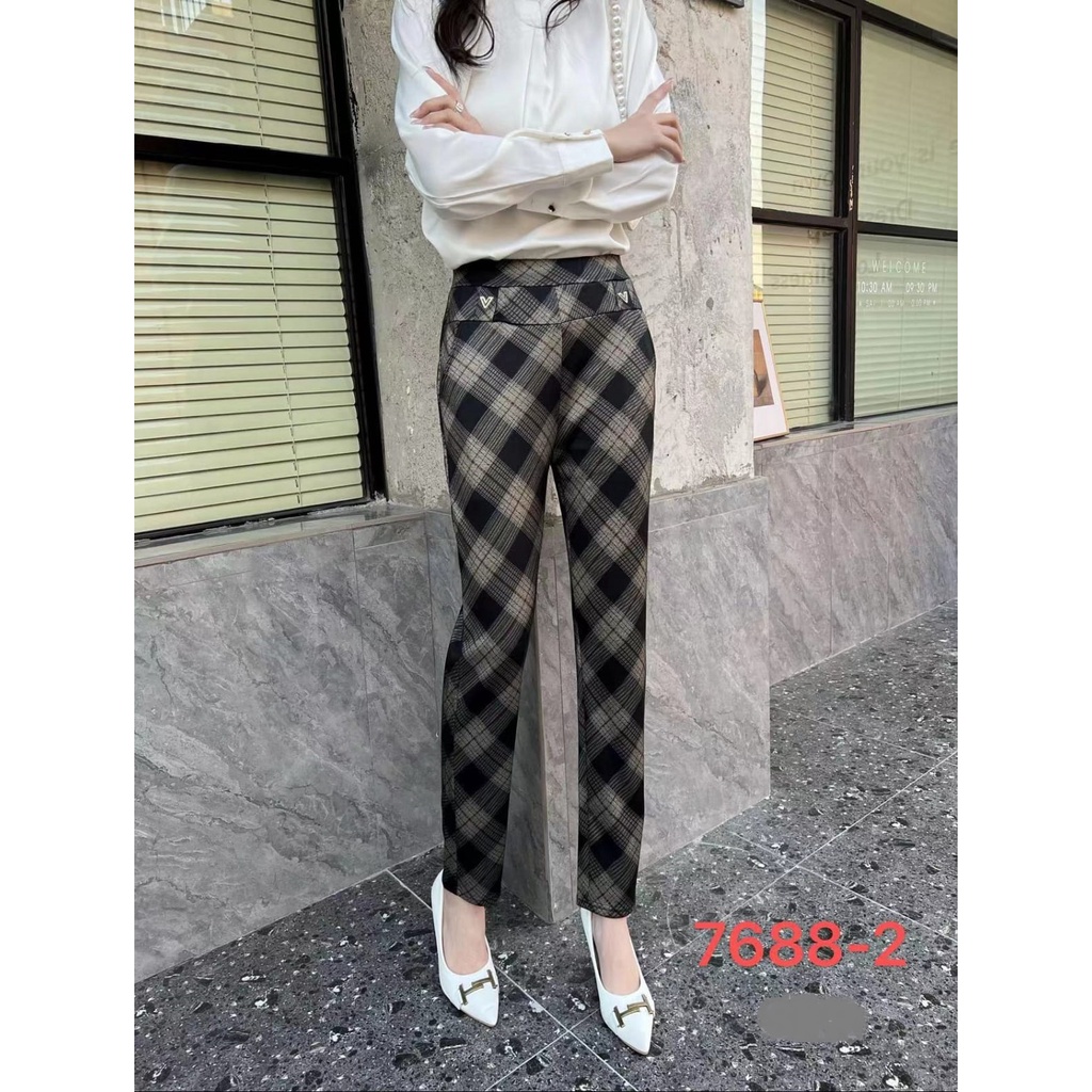 CELANA KOTAK KOTAK PANJANG WANITA IMPORT / BAGGY PANTS / CELANA PANJANG HIGHWAIST