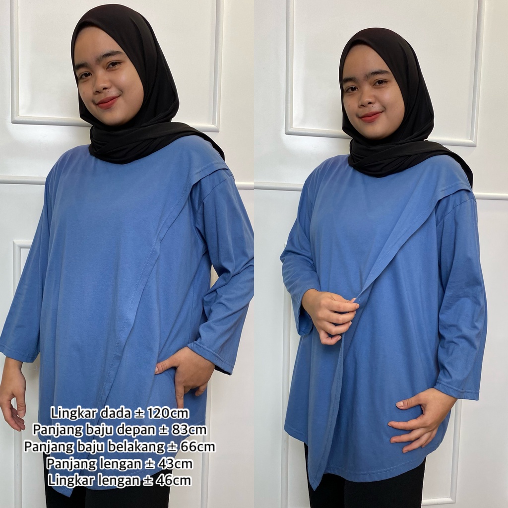 Atasan Wanita Poncho Aletta Kaos Oversized LD 120 Hijab Friendly