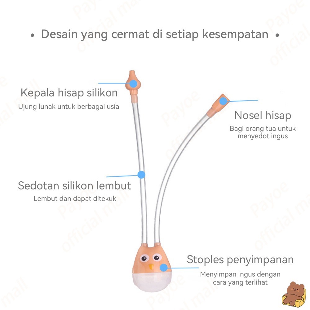 Nasal Aspirator Alat Penyedot Ingus Bayi Karakter Burung Hantu | Selang Silicone Pembersih Hidung | Sedotan Ingus Nasal Motif Owl Baby (BIC)